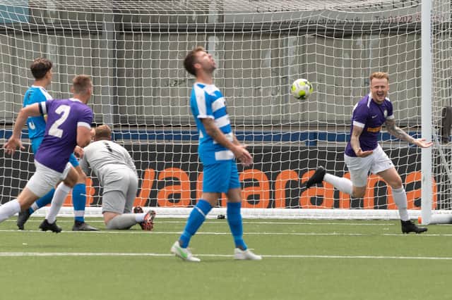 Jon Kercher celebrates his goal for Southsea. Picture: Keith Woodland