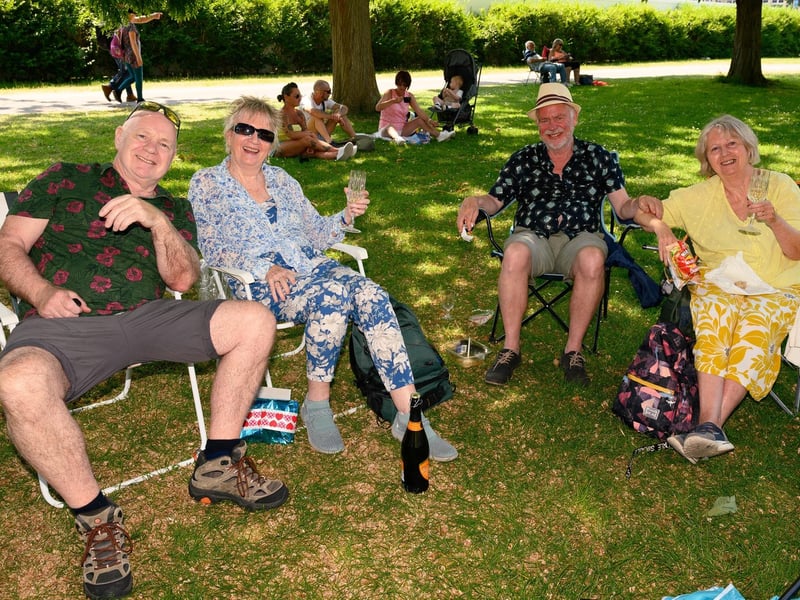 Pictured is: Paddy and Stephanie with Rob and Chris enjoying the music at the bandstand.