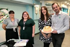 Community engagement co-ordinator Sam Howard, people and organisational development partner Emma Porter, community engagement manager Abi Summers and David Going who won the cake prize