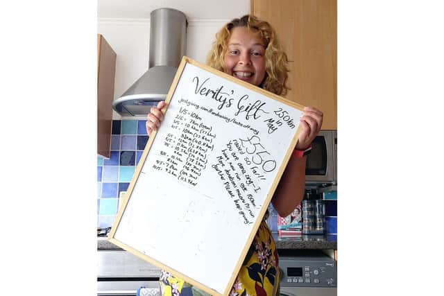Various challenges are being taken on to raise funds for Emsworth charity Verity's Gift, started by George 'Topsy' Turner in memory of his wife. Pictured: Alice Melly who is running 250km in May to raise funds