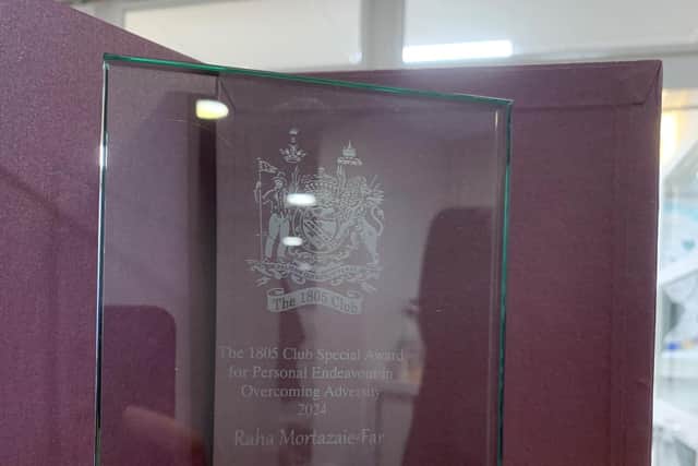 The 1805 Club's crystal trophy for Personal Endeavour in Overcoming Adversity