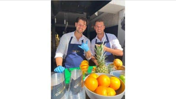 Bartenders, Denis Cindea and George Dimbleby from Southsea's new bar and restaurant, The Monarch, on Palmerston Road.