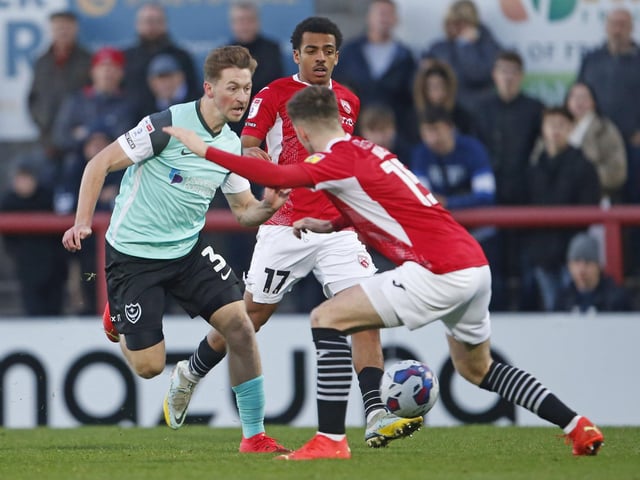 Action from today's clash at Morecambe.