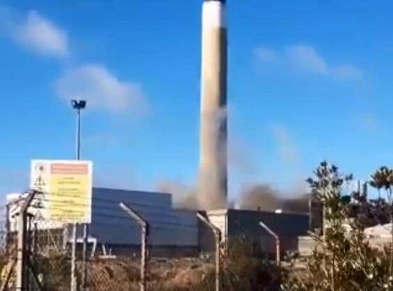 Screen shot of video of Fawley Power Station taken from Waterside Police via Twitter