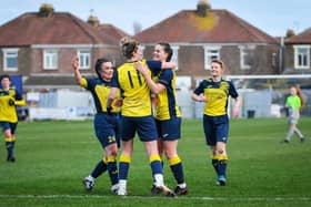 Moneyfields Women could realise their long-standing ambition of reaching Women's National League level at Woodley United on Sunday Picture: Dave Bodymore
