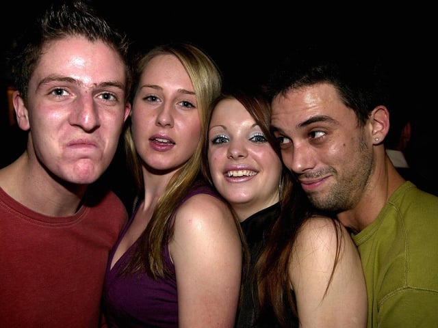 Clubbers enjoying a night out at Bar Bluu in Southsea in the 00s