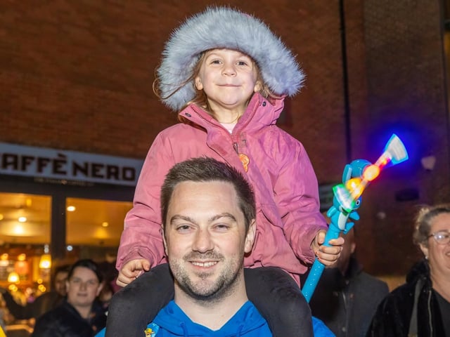 The crowds braved the wind and rain to watch the Christmas lights being switched on in Fareham highstreet on Saturday evening, while some of the entertainment was moved into the shopping centre.
Pictured - Crowds enjoyed the free entertainment on the Highstreet and in the shopping centre
Photos by Alex Shute