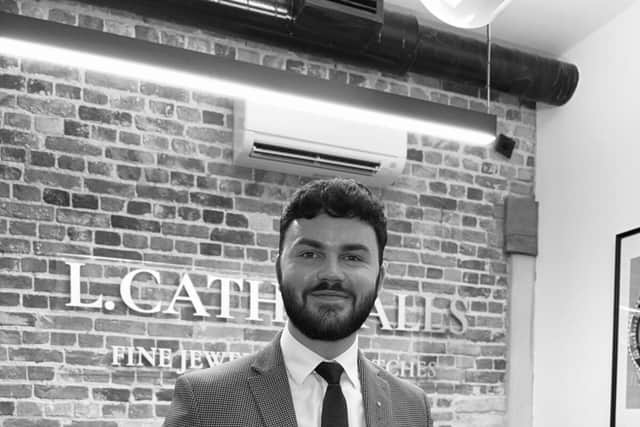 "Lucas Catherall, a third-generation jeweller, proudly stands in his Stansted House Office.