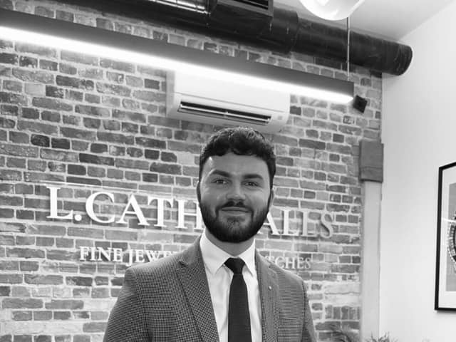 "Lucas Catherall, a third-generation jeweller, proudly stands in his Stansted House Office.