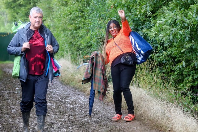 Pictured: Jonathan Tapscott and Joyce Badmus at Wickham Festival on Saturday during Storm Antoni
Picture: Chris Moorhouse (jpns 050823-39)