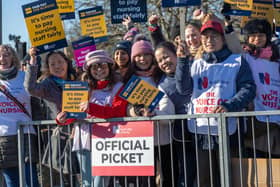 Nurses striking on Wednesday lunchtime outside Queen Alexandra Hospital, Portmsouth.

Photos by Alex Shute