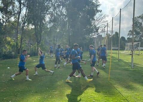 Pompey in training this morning in Mijas, ahead of their pre-season opener.