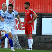 Flashback - Jason Prior celebrates after scoring Hawks' late leveller at Welling on September 24. Picture by Dave Haines