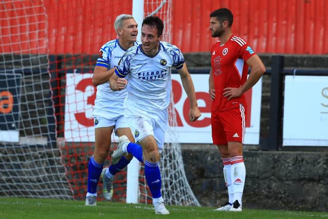 Flashback - Jason Prior celebrates after scoring Hawks' late leveller at Welling on September 24. Picture by Dave Haines