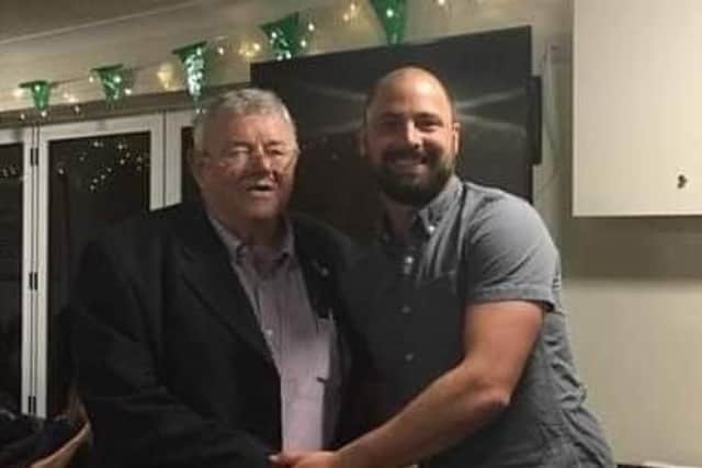 Brian Knapp, left, pictured with Sarisbury Athletic CC skipper Ricky Rawlins.