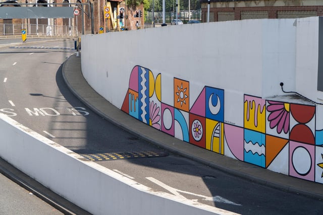 Work by 2 Sisters, Laure and Chloe Piper, can be seen on the entrance and exit from the car park. Picture: Nuno Cardoso