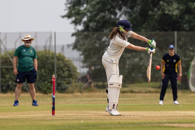 A straight bat from Railway Triangle's Laura Ineson. Picture: Mike Cooter