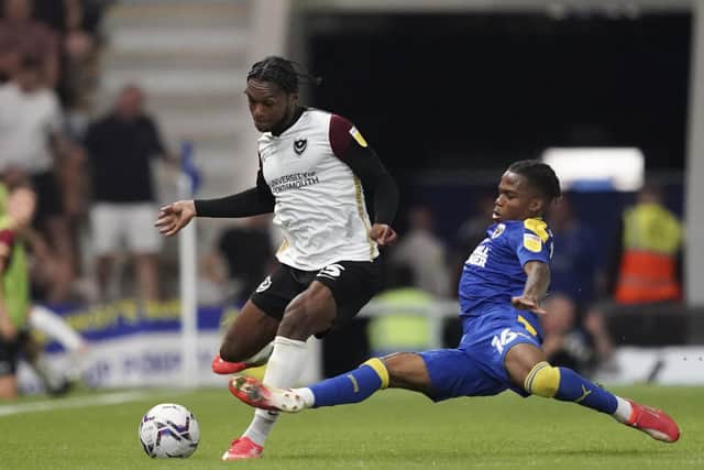 Mahlon Romeo was handed his Pompey debut against AFC Wimbledon on Tuesday night. Picture: Jason Brown.