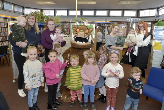 A reading of the book The Gruffalo with an a appearance from The Gruffalo himself at the Alderman Lacey Library in Baffins. Picture: Sarah Standing (140223-9490)