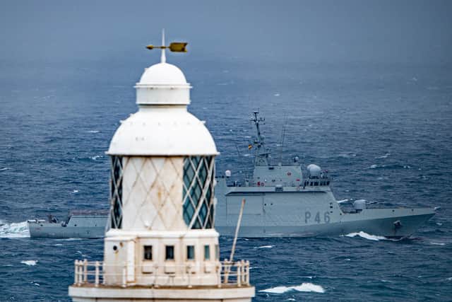Spanish patrol ship Furor P46 pictured sailing past Gibraltar. Photo: DM Parody / http://dotcom.gi/photos