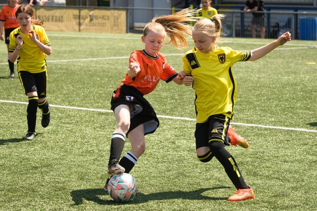Girls' football action from the Havant & Waterlooville Summer Tournament. Picture: Keith Woodland (030621-126)