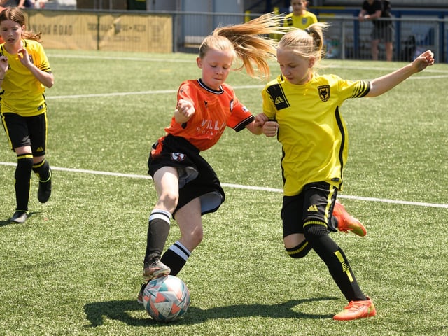 Girls' football action from the Havant & Waterlooville Summer Tournament. Picture: Keith Woodland (030621-126)