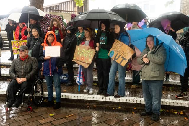 Pictured is: Supporters of the Aquind protest listen to the speeches
Picture: Keith Woodland (021021-70)
