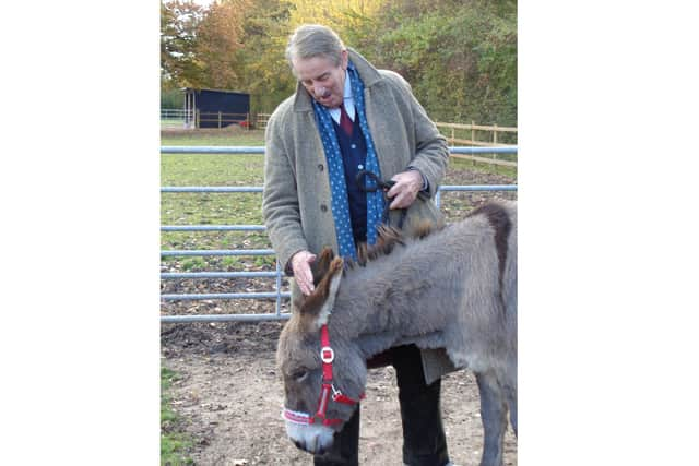 Only Fools and Horses actor John Challis visited Hayling Island Donkey Sanctuary to open two new shelters and meet a donkey named after his character Boycie