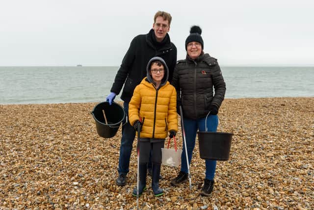 The Bushnelll family from Basingstoke: Jason, Karen and their son James, 10. Picture: Vernon Nash (070320-005)