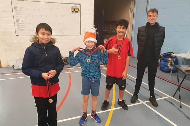 From left - Jiawen Hicks; Antek Gora, Paolo Skinner and Ben Osborne