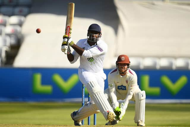 Keith Barker on his way to 33 at Taunton. Photo by Harry Trump/Getty Images.