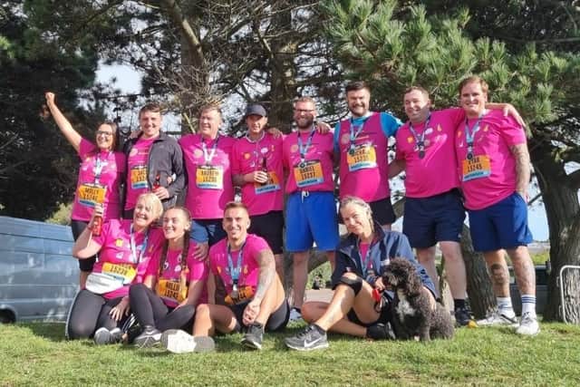 Family members of Graham Green, who died from an aggressive brain tumour, raised enough money by running the Great South Run to fund three days worth of research into finding a cure for the disease.
Pictured: Great South Run team with their medals