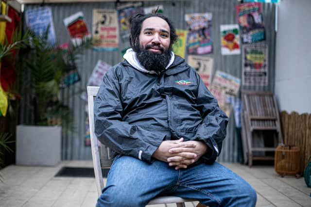 Nathaniel and his family were working to open a Jamaican food shack on Saturday. It was there soft launch, but they were broken into the morning before. Pictured: Nathaniel Crutchfield at Natty's Jerk Kitchen, Portsmouth, on Monday 7 February 2022. Picture: Habibur Rahman.