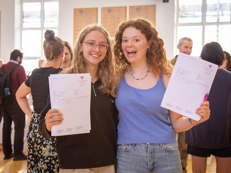 Pictured: Emily Byrom 18 and  Juliette Binning 18 pleased with their results. Picture: Habibur Rahman