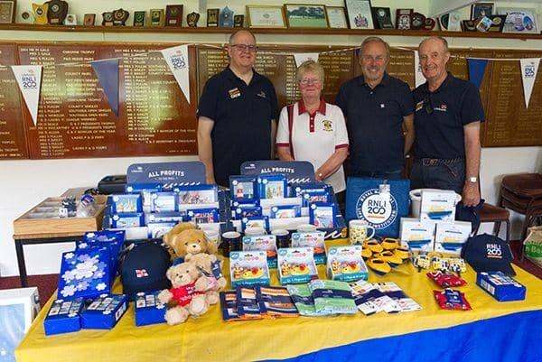 Rose Bailey with Volunteers from the RNLI on presidents day at Fareham Bowling Club