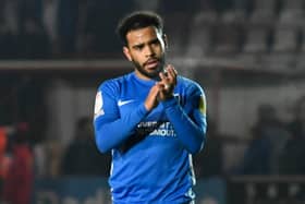 Louis Thompson's Pompey contract expires in the summer.   Picture: Graham Hunt