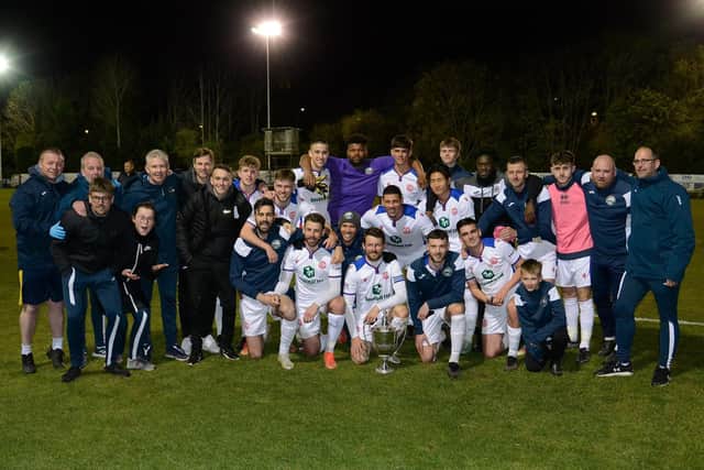 Gosport Borough's post-match Portsmouth Senior Cup victory celebrations were subdued, according to Moneyfields manager Glenn Turnbull Picture: Neil Marshall