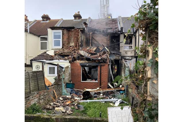 Pictures of the aftermath of a suspected gas explosion at a house in Whale Island Way in Portsmouth. Picture: Portchester fire station/Twitter