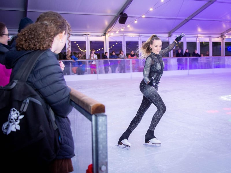 Launch night of Portsmouth On Ice 2023 at Portsmouth Guildhall Walk on Friday 24th of Novermber 2023
Pictured: People skating on ice
Picture: Habibur Rahman
