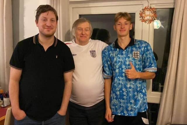 Chris Humphreys alongside his two sons, Neil, 34, and Robbie, 20. They used to regularly go to Pompey matches together.