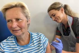Alison Klaus, 59, receiving the trial booster vaccine. Picture: Portsmouth Hospitals University NHS Trust
