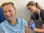 Alison Klaus, 59, receiving the trial booster vaccine. Picture: Portsmouth Hospitals University NHS Trust
