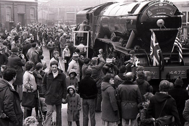The Flying Scotsman pictured in Doncaster - February 26, 1983