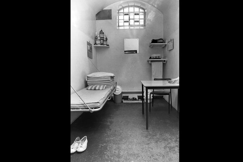 Inside the Detention Centre at Portsmouth navy base in May 1991. The News PP1341