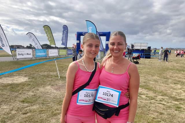 Darci-Jo and Kim Turner did the 3km run in the Race for Life. Picture: David George