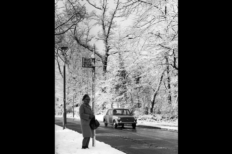 Snow Scene at Fareham Park Road in March 1970.