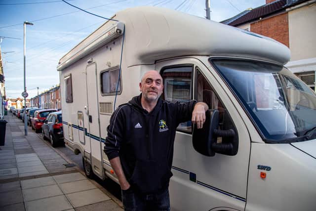 Pictured: Tony Wiltshire and his camper van. Picture: Habibur Rahman