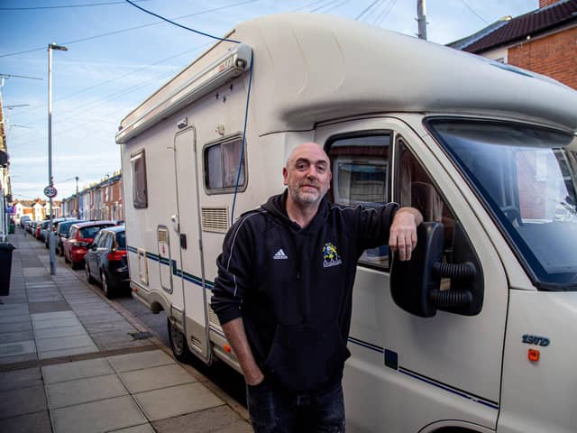 Pictured: Tony Wiltshire and his camper van. Picture: Habibur Rahman