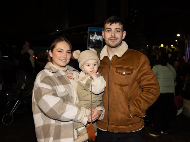 Hundreds of residents descended on Commercial Road to watch local dance troops and celebrities come together to turn on the Christmas lights.Pictured - Bradley Family, with Louie, 1 from SouthseaPhotos by Alex Shute