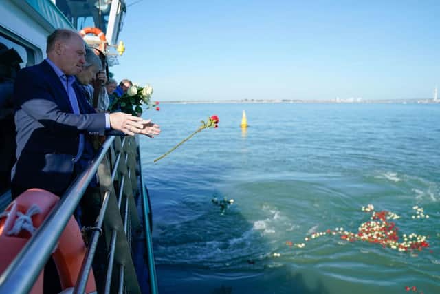 PABest

Nigel Purse, Chairman of the Mary Rose Trust, joins others to cast 500 roses into the sea at the site of where the wreck of the Mary Rose was found,  to mark the 40th anniversary of the raising of the ship in Portsmouth. Picture: Andrew Matthews/PA Wire
